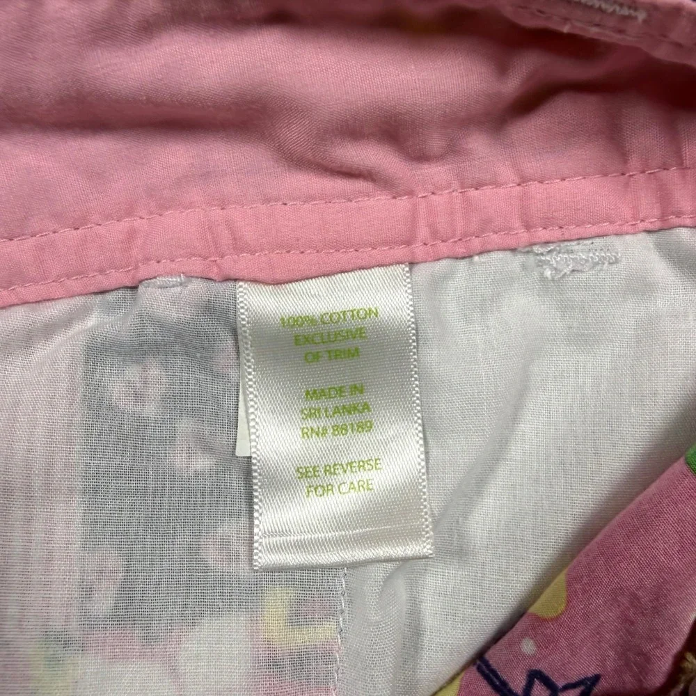Lilly Pulitzer Patchwork Floral Striped Cotton Shorts Pink Yellow Navy Womens 8